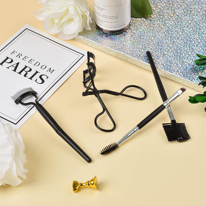 Eyelash Comb Brush Tools  4Pcs Eyebrow Brush Comb Eyelashes Curler Lash Separator Tool Double Ended Professional Eye Brow Spoolie Brushes for Makeup Grooming (Black)