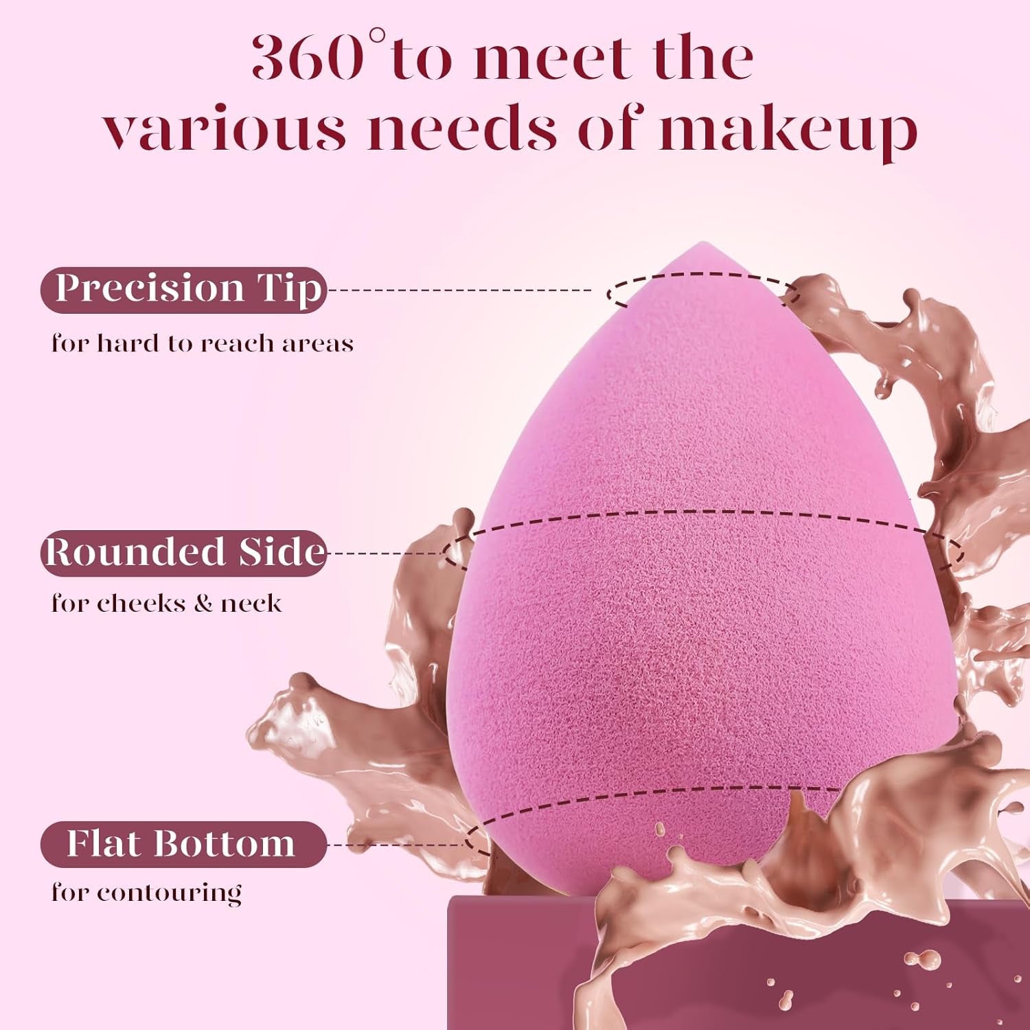 Super Soft Makeup Sponge Set of 6, Makeup Sponges for Foundation, Liquid, Cream and Powder, Pink Beauty Sponge for Blending, 0 Latex Blender