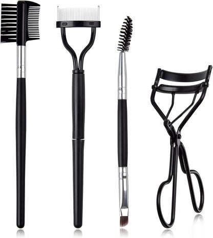 Eyelash Comb Brush Tools  4Pcs Eyebrow Brush Comb Eyelashes Curler Lash Separator Tool Double Ended Professional Eye Brow Spoolie Brushes for Makeup Grooming (Black)