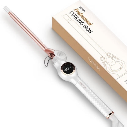 Large Curling Iron 2 Inch Barrel, Long Barrel Curling Wand for Hair, Ceramic Tourmaline Hair Styling Tool, Double Voltage, White