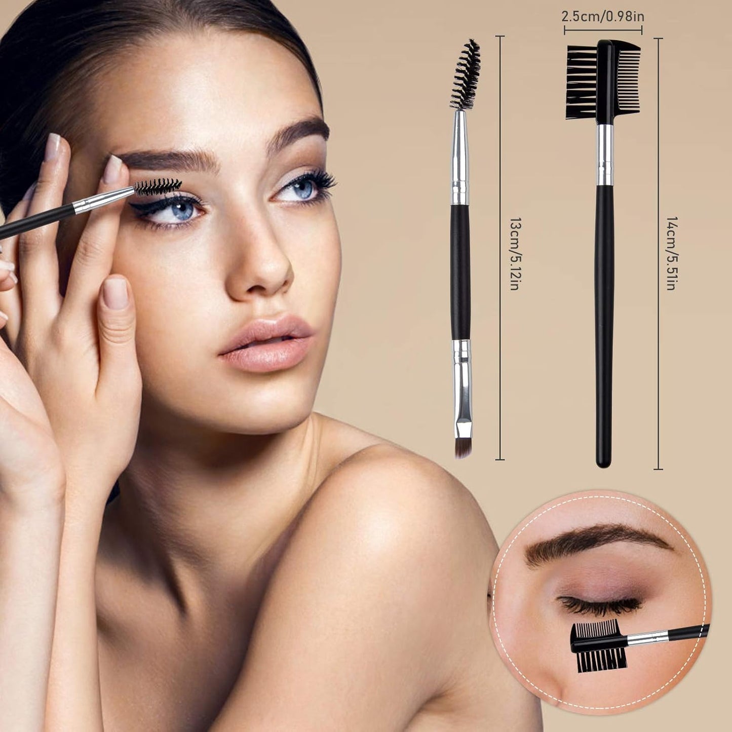 Eyelash Comb Brush Tools  4Pcs Eyebrow Brush Comb Eyelashes Curler Lash Separator Tool Double Ended Professional Eye Brow Spoolie Brushes for Makeup Grooming (Black)