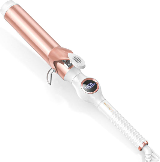 Large Curling Iron 2 Inch Barrel, Long Barrel Curling Wand for Hair, Ceramic Tourmaline Hair Styling Tool, Double Voltage, White