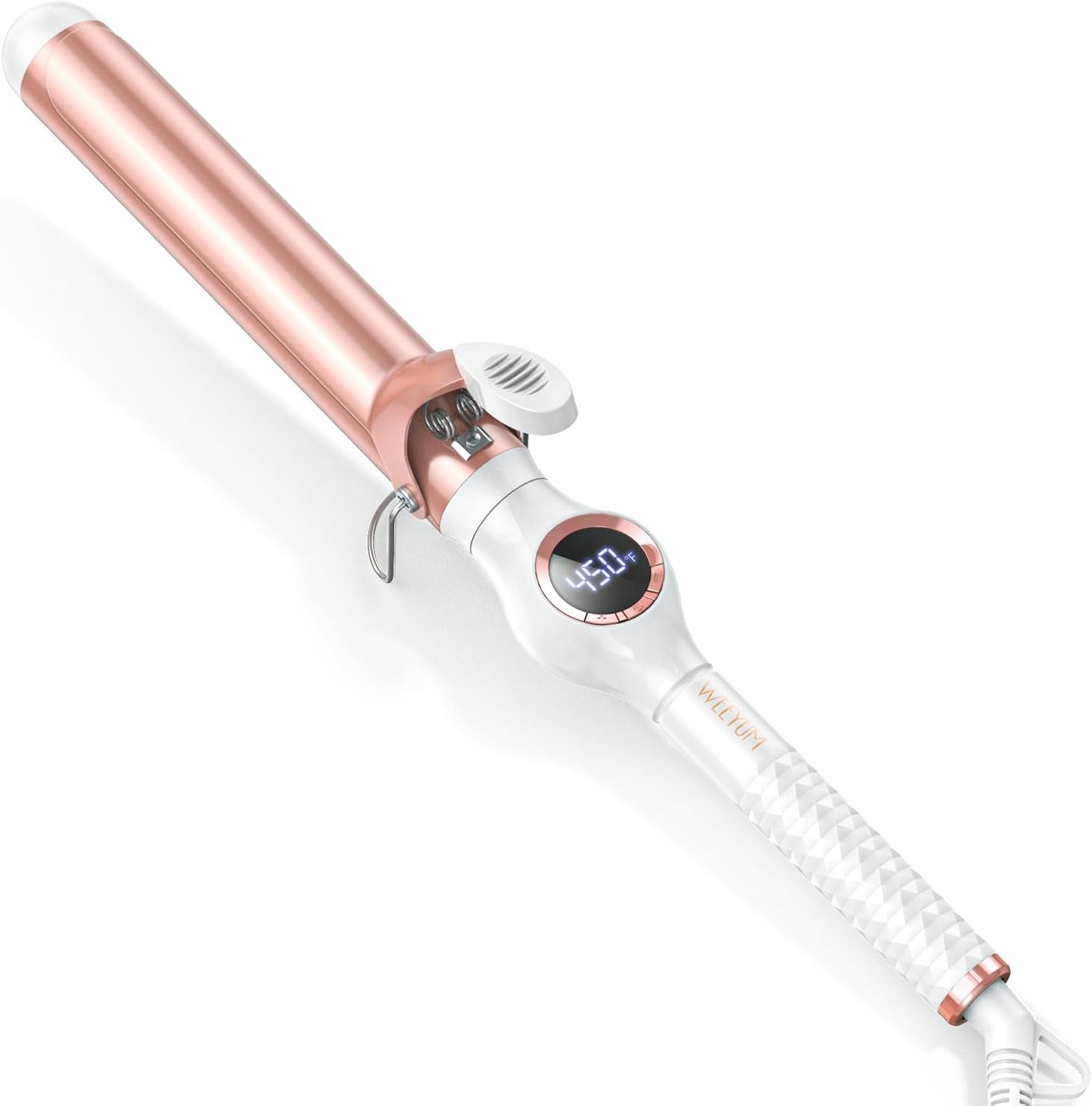 Large Curling Iron 2 Inch Barrel, Long Barrel Curling Wand for Hair, Ceramic Tourmaline Hair Styling Tool, Double Voltage, White