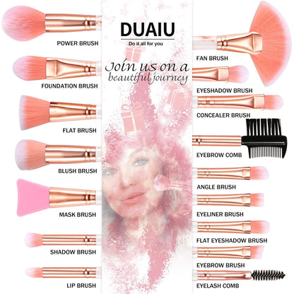 Professional Makeup Brushes Set 16PCS Marble Handle with 4Pcs Sponge Blenders Foundation Brushes Eyeshadow Brush Lip Brush Silicone Face Mask Brush Make up Tool