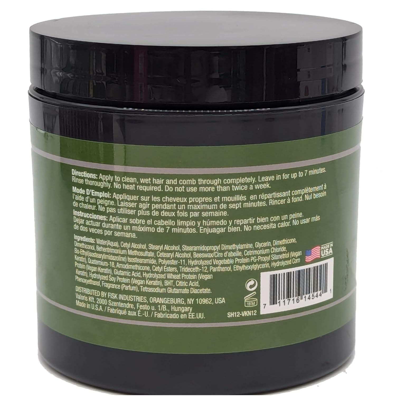 Vegan Keratin Anti-Frizz Hair Mask 12 Oz. - Vegan and Cruelty Free